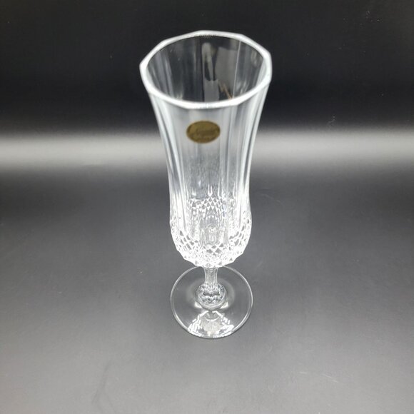 Cristal DArques Longchamp Crystal Champagne Flutes Set Of 4 5 Oz France Elegant - Picture 8 of 9